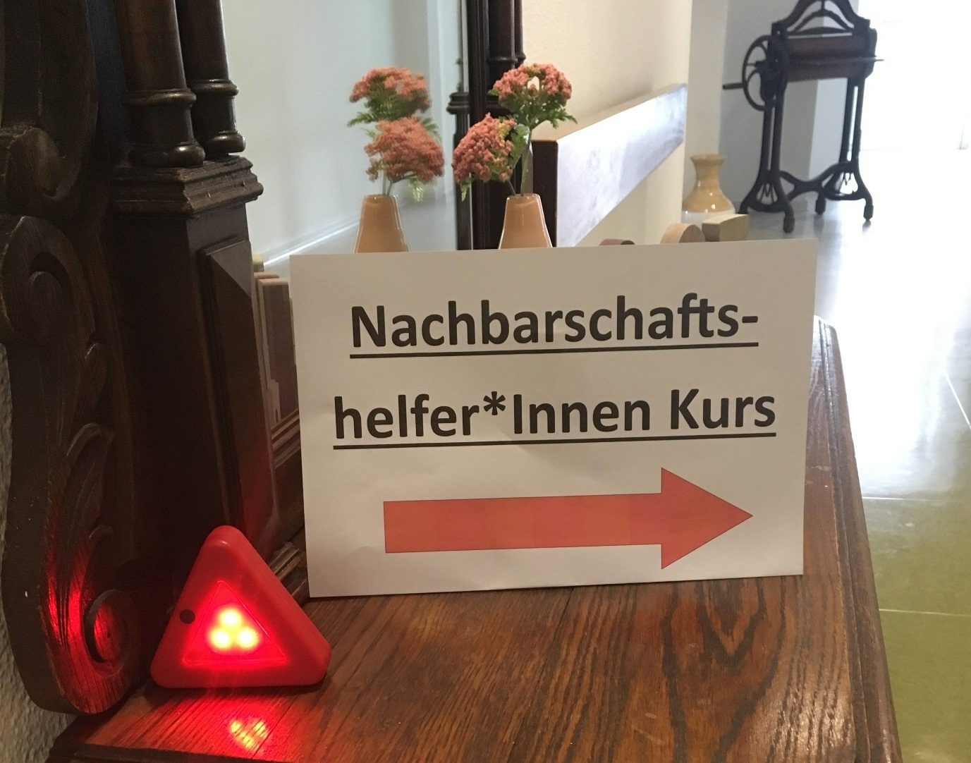 Foto des Hinweisschildes für den Kurs