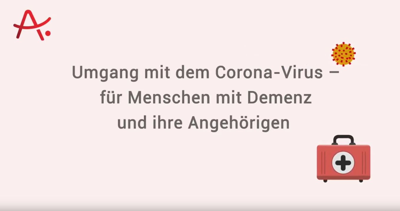 Ein Schriftzug mit dem Titel des Videos und Zeichnungen von einem Arztkoffer und einem Virus.