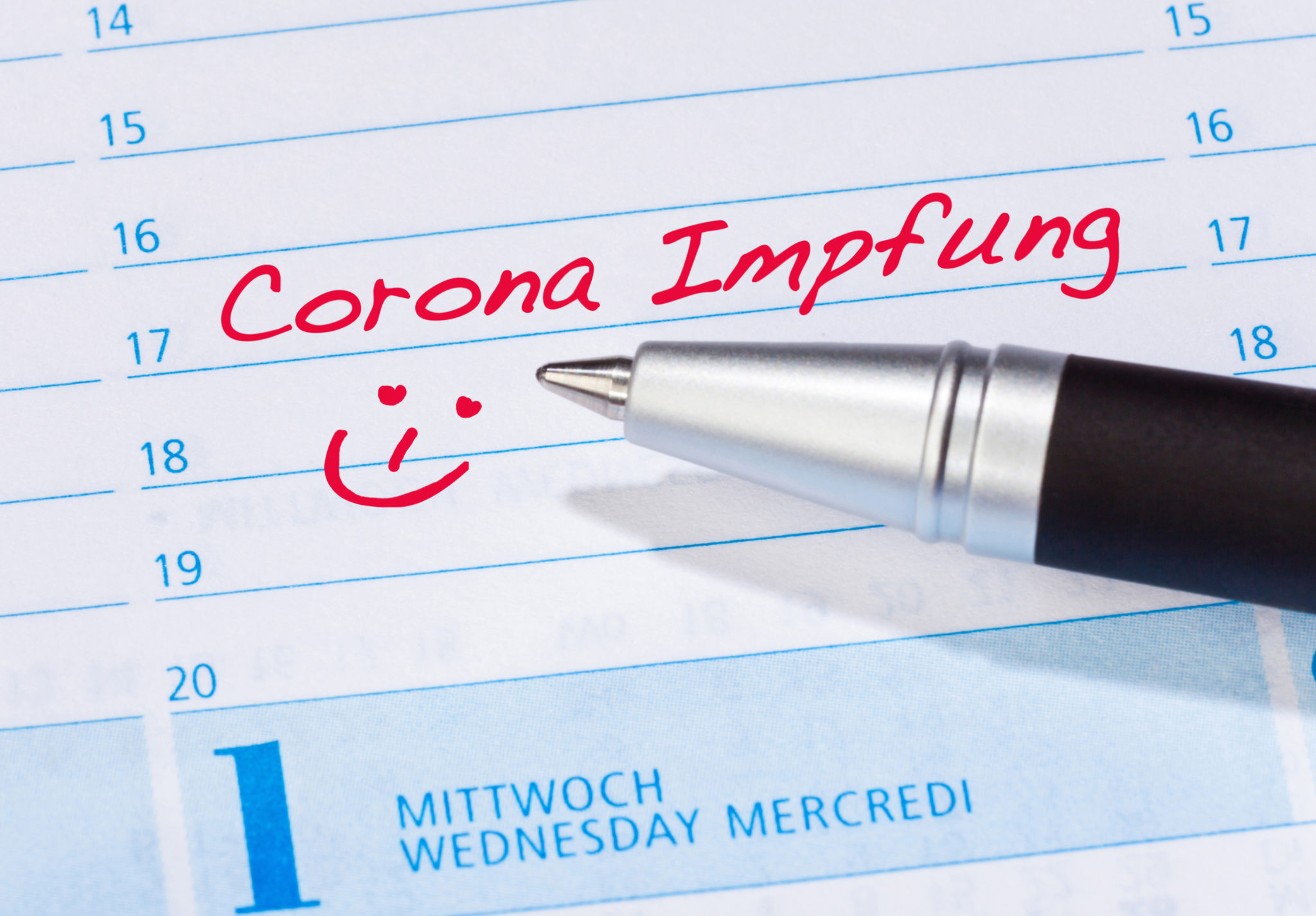 Corona-Impfung vermerkt im Terminkalender