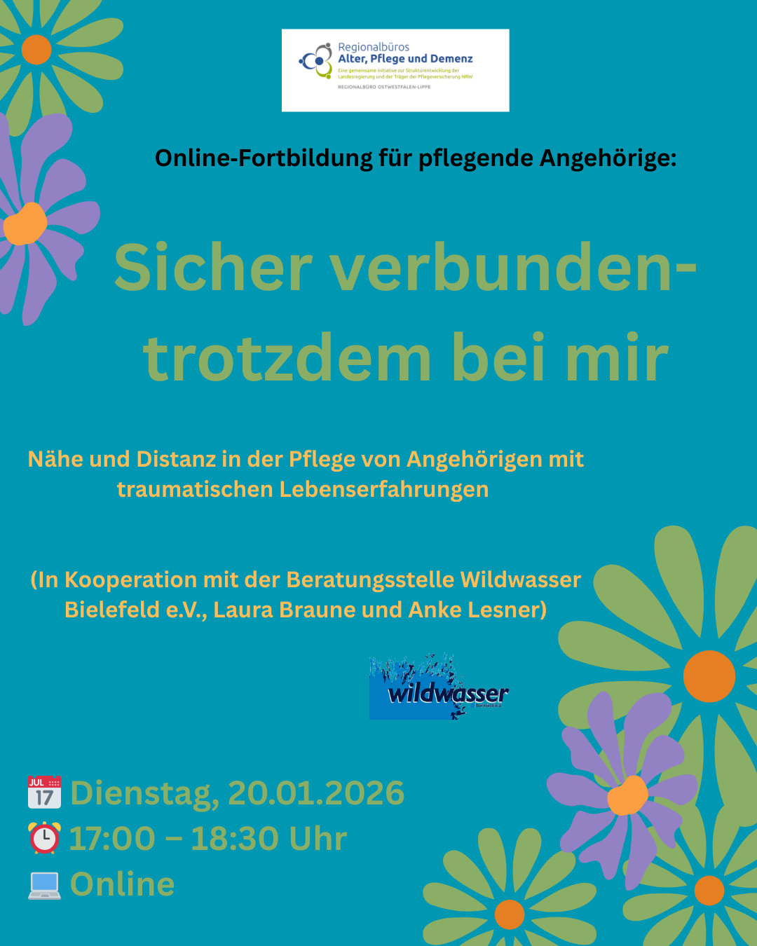 Online-Fortbildung für pflegende Angehörige „Sicher verbunden – trotzdem bei mir“