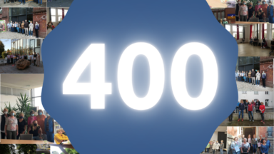 Leuchtende 400 auf blauem Grund