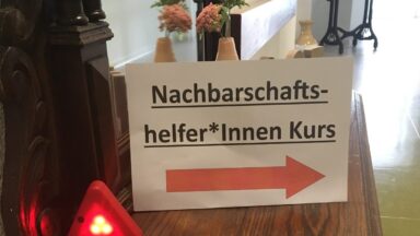 Foto des Hinweisschildes für den Kurs