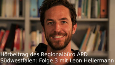 Portrait von Leon Hellermann mit Schriftzug Hörbeitrag