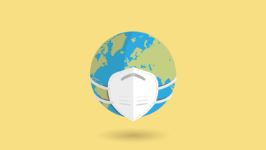 Weltkugel mit FFP2-Maske
